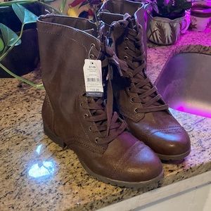 Brand new brown combat style boots. Size 8 1/2 WIDE